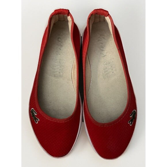 Lacoste‎ Marthe Womens Canvas Slip On Red 8 M Gator Sneakers Ballet Flats - Picture 5 of 8